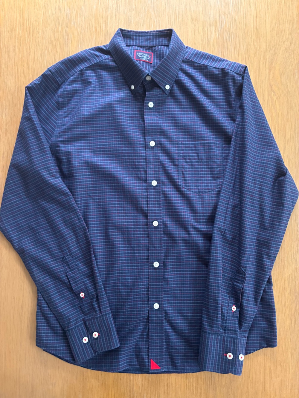 UNTUCKit Wrinkle-Free Salamino Shirt in Navy & Red Small Check-Classic-Office-L